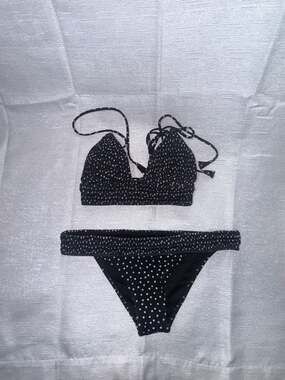 Victoria's Secret Smocked Polka Dot Triangle Bikini Set